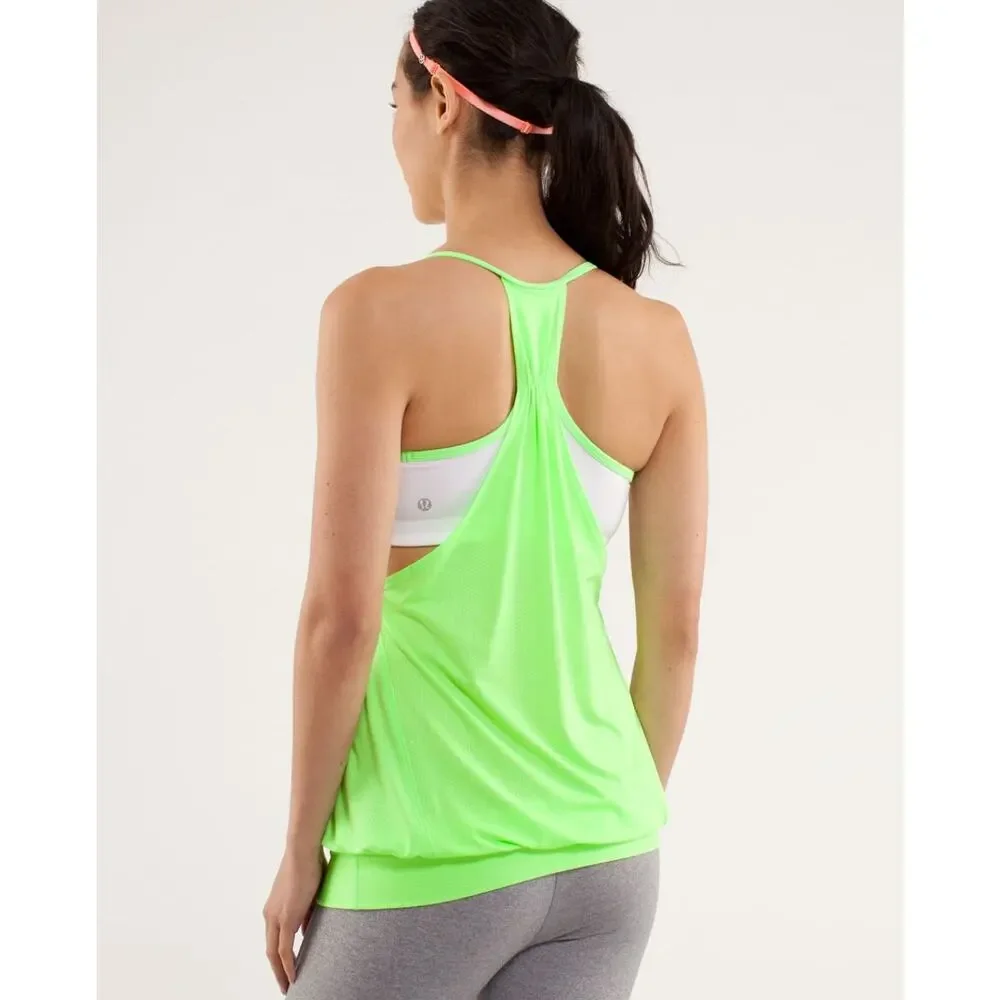 LULULEMON Women's No Limits Tank Size 6 In Zippy Green/White - Picture 6 of 11